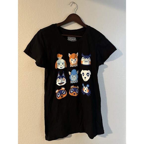 Animal Crossing XL Characters Shirt NWT Womens Cut Nintendo Hot Topic Black Tee - Picture 1 of 4
